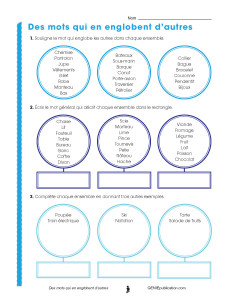Des mots qui en englobent d'autres