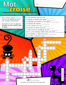 Mots croisés – Accord des noms et des adjectifs
