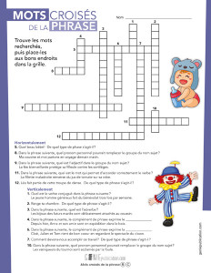 Mots croisés de la phrase