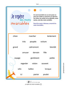 Je repère les mots invariables