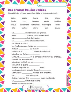 Des phrases trouées variées