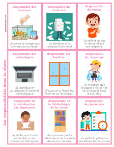 Les responsabilités de la classe – Pictogrammes