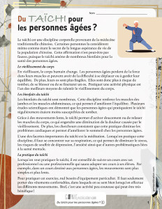 Du taïchi pour les personnes âgées?