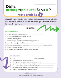 Défis orthographiques : « b » ou « d » ? – Mots croisés 1