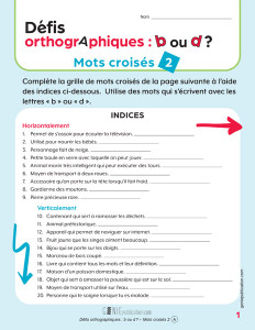 Défis orthographiques : « b » ou « d » ? – Mots croisés 2