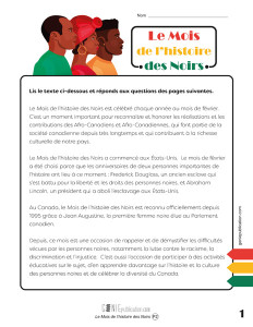 Le Mois de l’histoire des Noirs 1