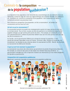 Connais-tu la composition de la population québécoise ?