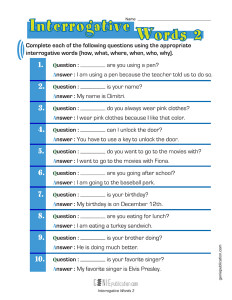 Interrogative Words 2
