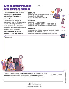 Le pointage nécessaire