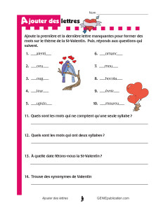Ajouter des lettres - St-Valentin