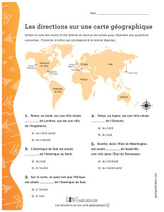 Les directions sur une carte géographique