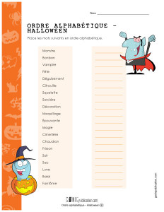 Ordre alphabétique – Halloween
