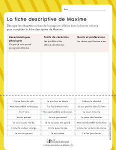 La fiche descriptive de Maxime