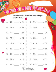 Termes manquants (soustractions)