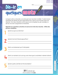 Dis-le en quelques mots