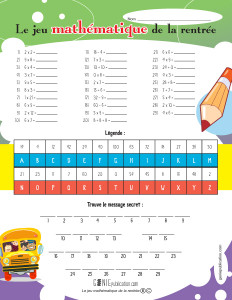 Le jeu mathématique de la rentrée