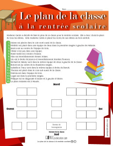 Le plan de la classe à la rentrée scolaire