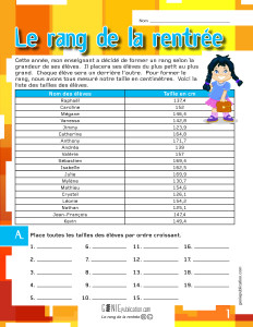 Le rang de la rentrée