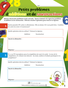 Petits problèmes d'additions et de soustractions