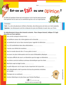 Est-ce un fait ou une opinion ?