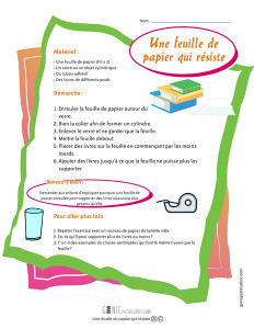 Une feuille de papier qui résiste