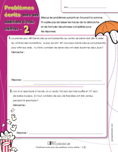 Problèmes écrits avec des additions à trois chiffres – 2