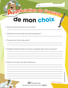 Appréciation de l'oeuvre de mon choix
