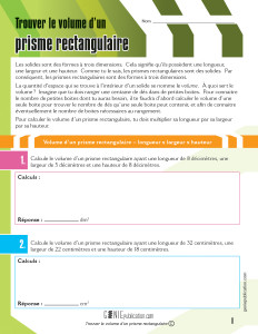 Trouver le volume d'un prisme rectangulaire