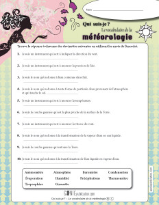 Qui suis-je ? Vocabulaire de la météorologie
