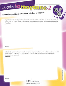 Calculer la moyenne – 2