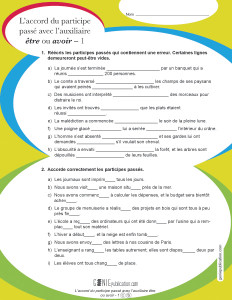 L'accord du participe passé avec l'auxiliaire être ou avoir 1