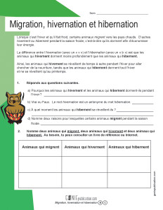 Migration, hivernation et hibernation