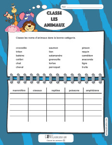 Classe les animaux
