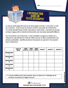 L'introduction dans un texte descriptif