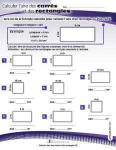 Calculer l'aire des carrés et des rectangles