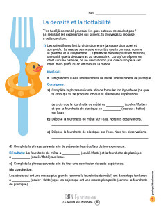 La densité et la flottabilité