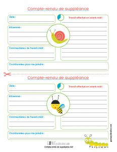 Compte-rendu de suppléance – Avant-midi