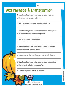 Des phrases à transformer