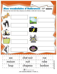 Mon vocabulaire d'Halloween – 1re année