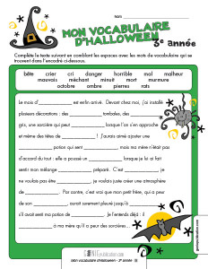 Mon vocabulaire d'Halloween – 3e année