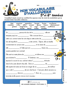 Mon vocabulaire d'Halloween – 5e et 6e années