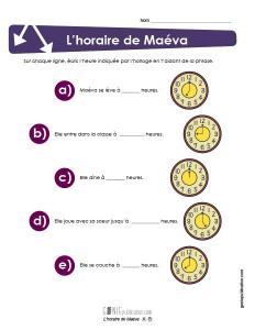 L'horaire de Maéva