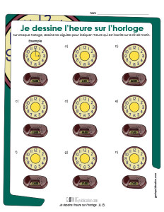 Je dessine l'heure sur l'horloge