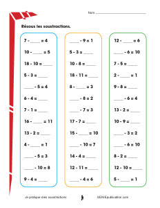 Je pratique mes soustractions