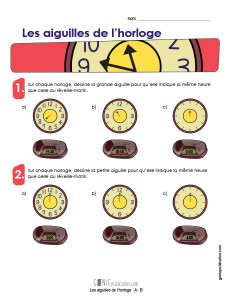 Les aiguilles sur l'horloge