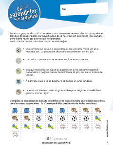 Un calendrier bien organisé