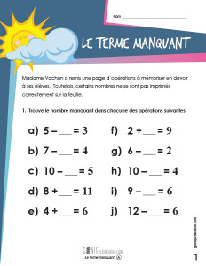 Le terme manquant