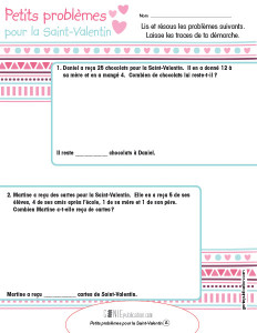 Petits problèmes pour la Saint-Valentin