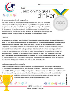 Les Jeux olympiques d'hiver