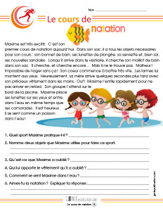 Le cours de natation